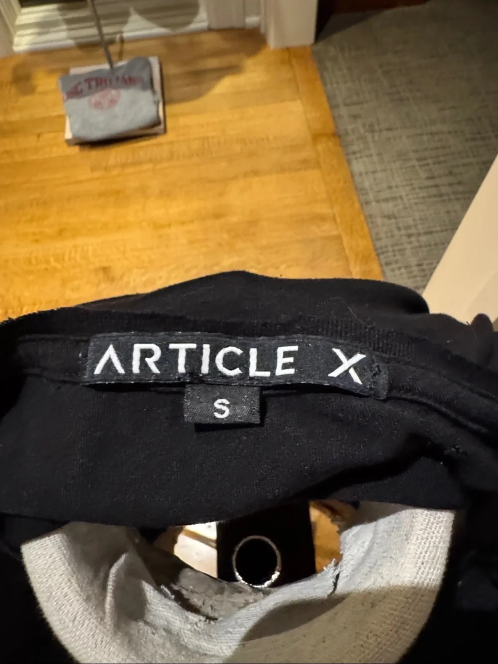 Article X Distressed Black Tee Shirt Small Grunge Raw Hem Short Sleeve Top - Picture 10 of 11